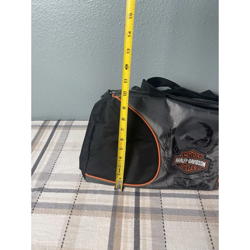 Harley Davidson Motorcycles Duffle Gym Sports Bag Black Orange & Gray Skull
